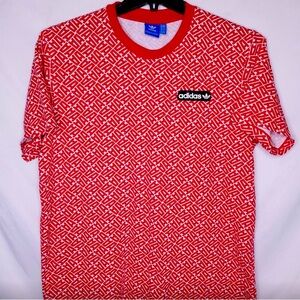 Adidas Red Patterned Short Sleeve Tee